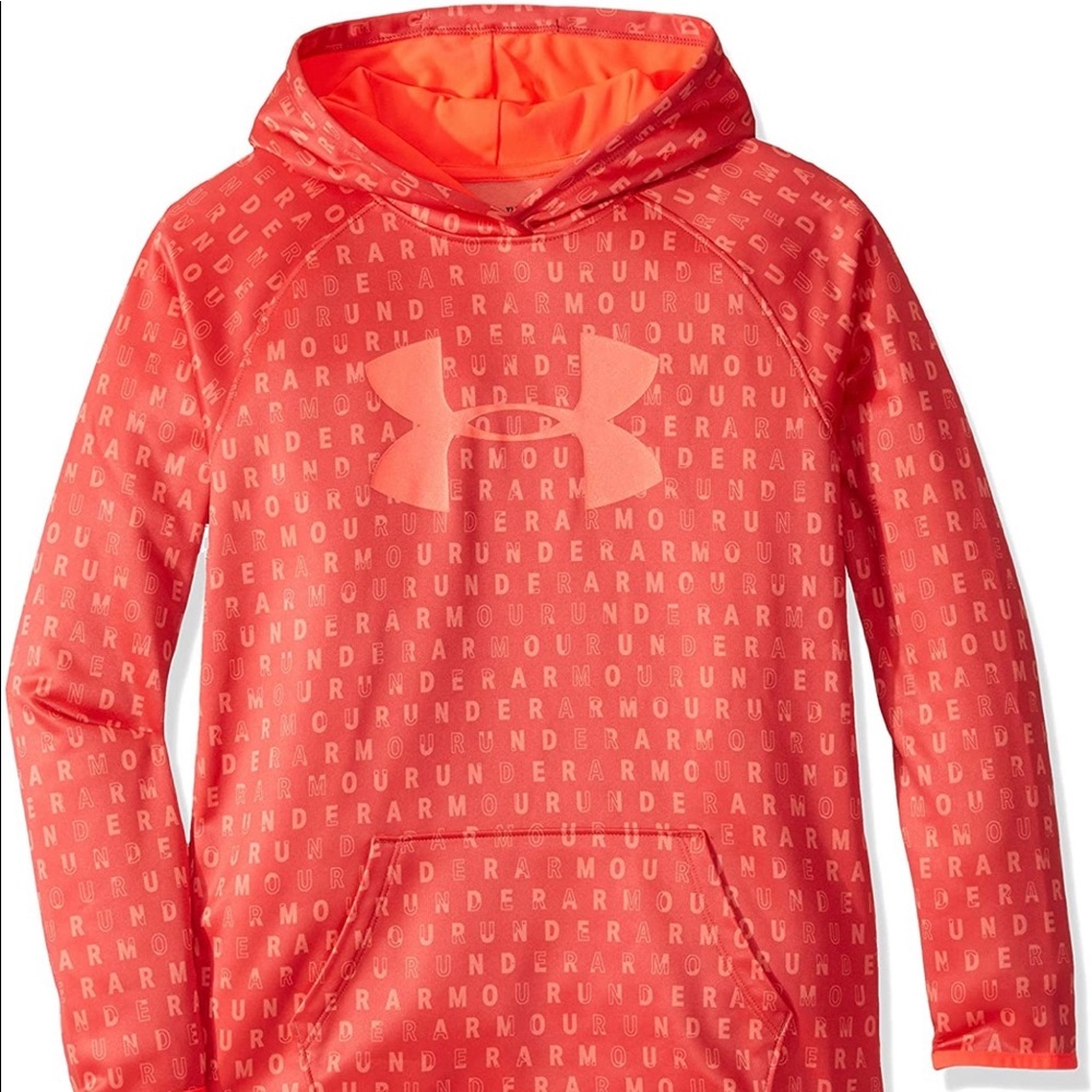 UNDER ARMOUR UA Girls Fleece All Over Print Fleece Hoodie Beta Red -Youth Medium